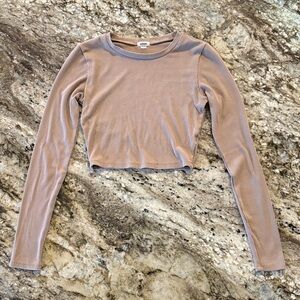 Women's (XS) Garage Ribbed Cropped Long Sleeve, Taupe